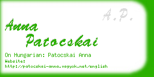 anna patocskai business card